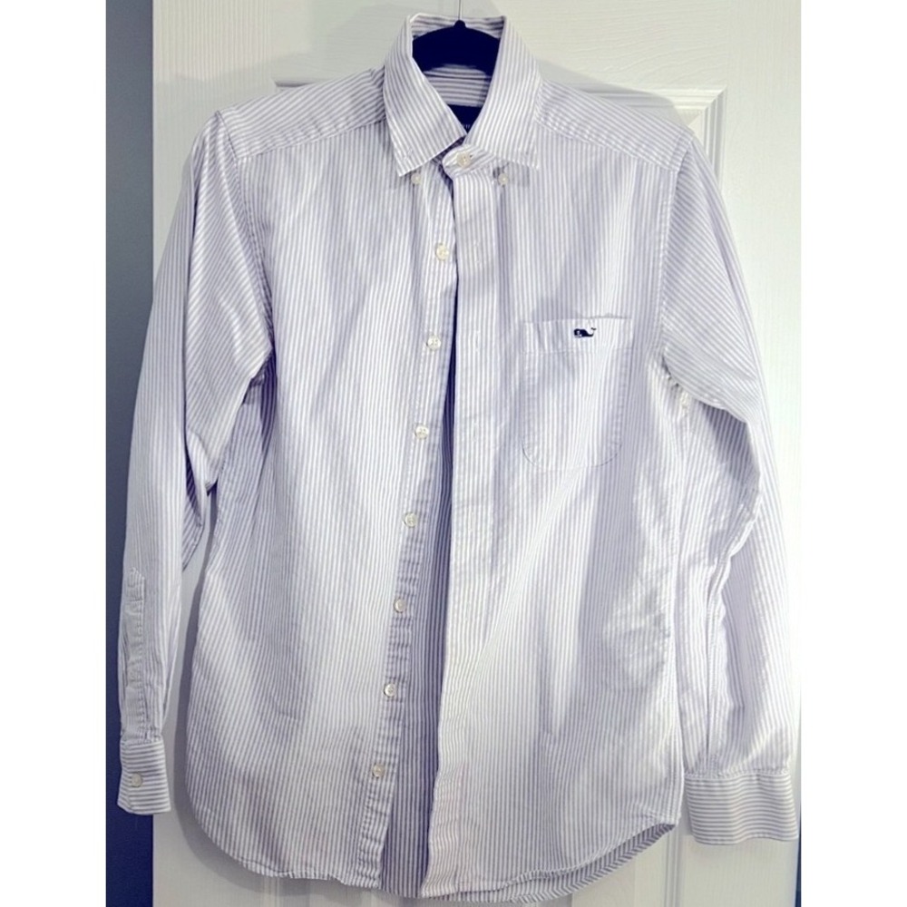 Vineyard Vines Button Down Shirt Mens Small White with Purple stripes PreLoved